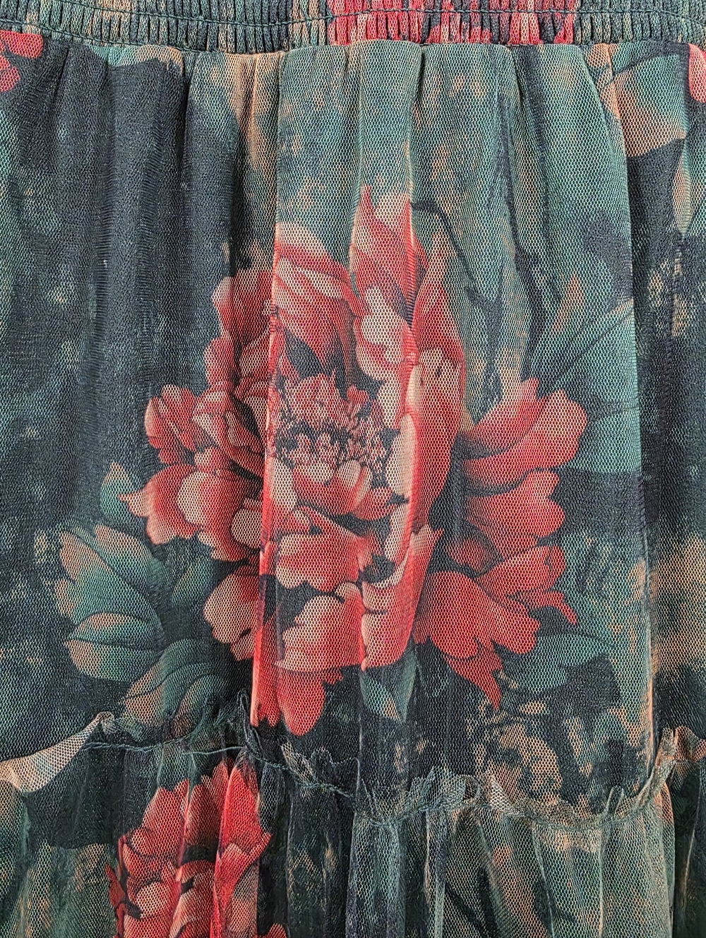 NWT Baltic Born Clementine Tulle Dark Green Floral Midi Dress - Picture 3 of 7